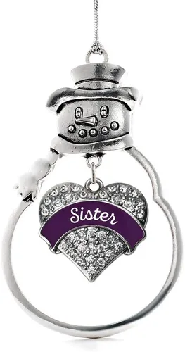 Miniatura 144 de Colgante de plata con diseño de Detroit con forma de corazón y muñeco de nieve con circonitas cúbicas