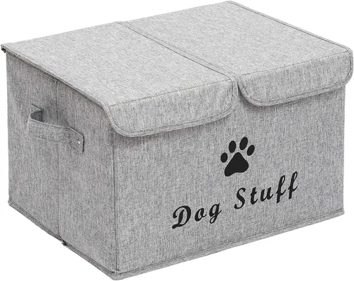 Miniatura 9 de Caja de almacenamiento de juguetes para mascotas con tapa y organizador de cesta, cubo plegable perfecto para sala de estar, sala