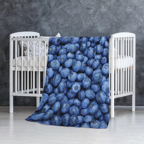 Miniatura 3 de Manta de franela de arándanos para regalo, ultra suave y acogedora, manta de forro polar ligera y mullida, manta de felpa cálida para sofá, cama, 60
