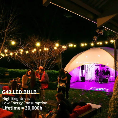 Miniatura 4 de Guirnalda de luces LED para exteriores de 40 pies, impermeable, globo LED G40, iluminación al aire libre para patio con 27 bombillas Edison vintage