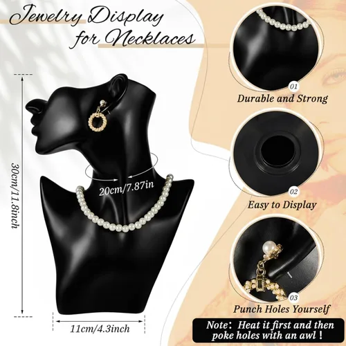 Miniatura 3 de Kigley - Juego de exhibición de joyería con maniquí que incluye soporte para busto boutique, soporte para pendientes, exhibidor de mano y soporte