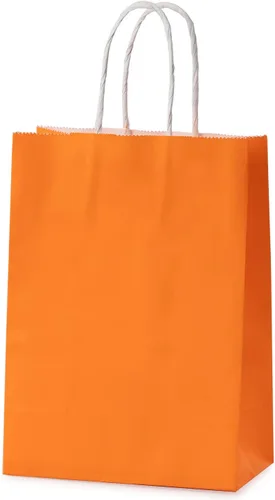 Miniatura 3 de MISU Bolsas de papel para fiesta, bolsas de regalo de papel kraft con asa, pequeñas, 8.3 x 5.9 x 3.2 pulgadas, paquete de 16 unidades (naranja, azul)