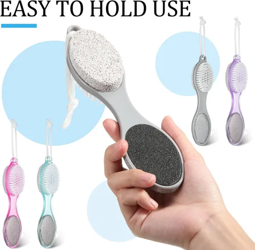 Miniatura 3 de Sieral 4 unidades de cepillo de pies 4 en 1 pies para uso en la ducha con piedra pómez, raspador de pies y papel de lija, cepillo para pies