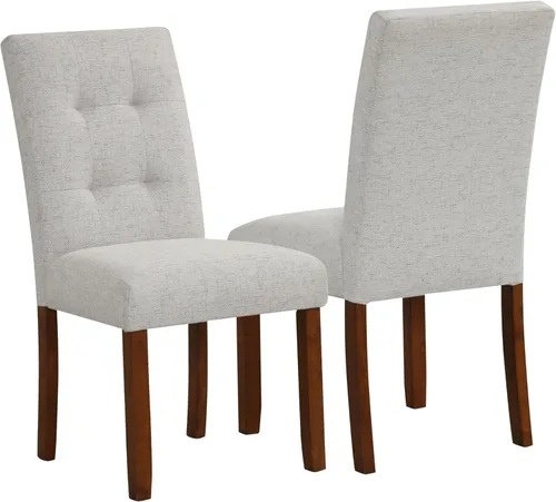 Miniatura 23 de Homepop Silla de comedor con detalle festoneado, sillas de comedor Parsons tapizadas, muebles decorativos para el hogar, tejido texturizado crema
