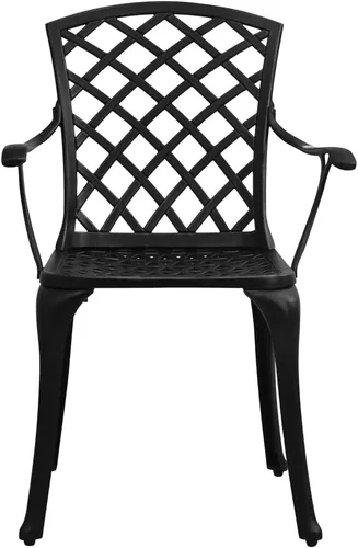 Miniatura 3 de Juego de 3 piezas de bistró de aluminio fundido negro, muebles de patio al aire libre, muebles de exterior, juego de patio, muebles de balcón