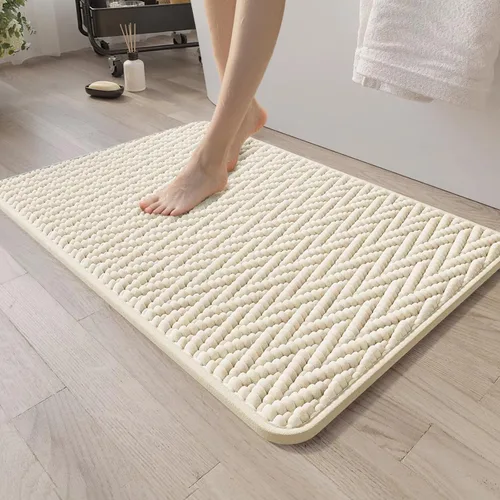 Miniatura 7 de Alfombra de baño antideslizante, 20 x 32 pulgadas, lavable a máquina y absorbente de agua, alfombra de baño de microfibra suave y gruesa para ducha