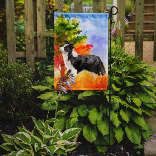 Miniatura 2 de Caroline's Treasures CK1955GF - Bandera de jardín con borde de otoño Collie para buzón, bandera decorativa para patio exterior, obras de arte
