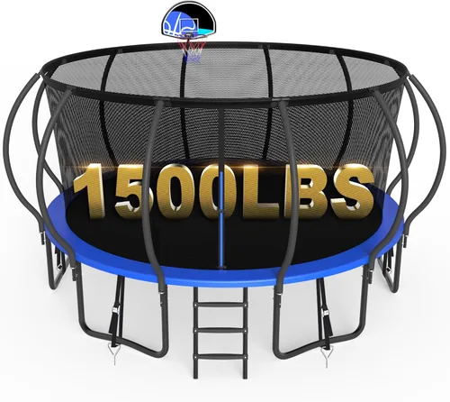SKYUP 2026 Upgraded 8 10 12 14 15 16FT 1500lbs Tranpoline for Kids and Adults, Recreational Tranpoline with Basketball Hoop, ASTM Approved