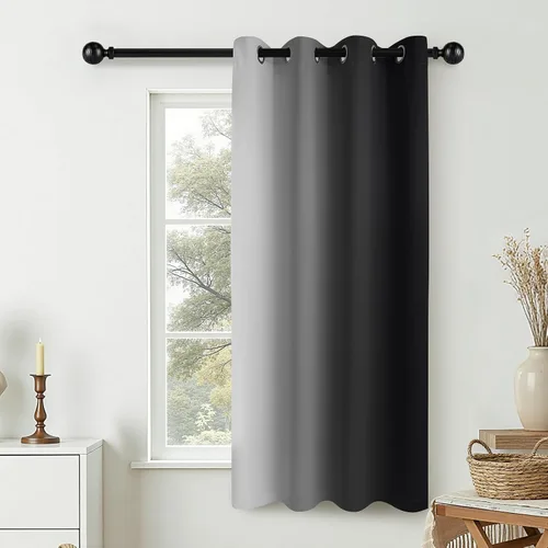 Miniatura 153 de COSVIYA Cortinas 100% Opacas Azul Degradado con Lazos Ajustables para Cocina Aislamiento Térmico Oscurecimiento de Habitación Cenefa con Bolsillo