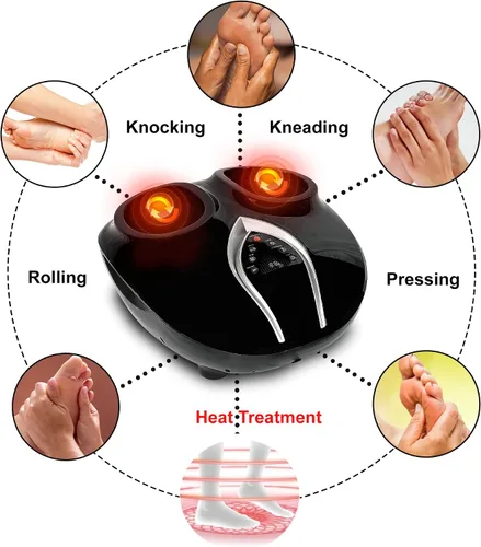 Miniatura 5 de Carepeutic Masajeador de pies Shiatsu 6D con masaje de amasamiento y calor, masajeador eléctrico de pies de tejido profundo para pies cansados