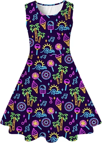 Miniatura 35 de Funnycokid Vestido de Sirena para Niñas, Sin Mangas, de Verano, para Cumpleaños, de Fiesta con Volantes, Ropa de 4 a 13 Años