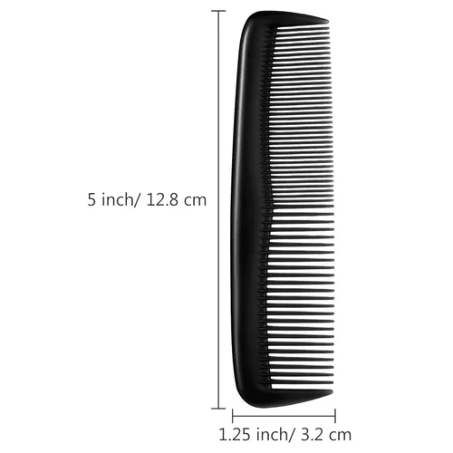 Miniatura 2 de Leinuosen Juego de 12 peines de bolsillo de plástico de dientes finos para peinar el cabello para mujeres y hombres, Peines para el cabello (Negro)