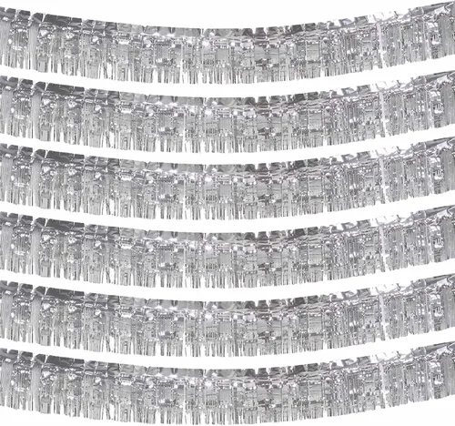 Miniatura 8 de Paquete de 6 guirnaldas metálicas de oropel – 10 pies de papel de aluminio con flecos para colgar en la pared para flotadores de desfile, boda