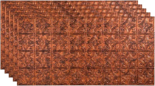 Miniatura 6 de FASÄDE Panel de techo decorativo de vinilo con pegamento de estilo tradicional y patrón 1 en níquel cepillado (muestra de 12 x 12 pulgadas)