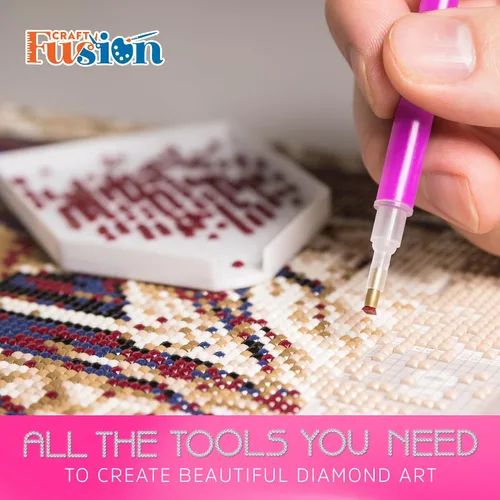 Miniatura 6 de Craft Fusion Herramientas y accesorios de pintura de diamantes, kits de arte de diamantes para adultos y niños, suministros de arte de gemas