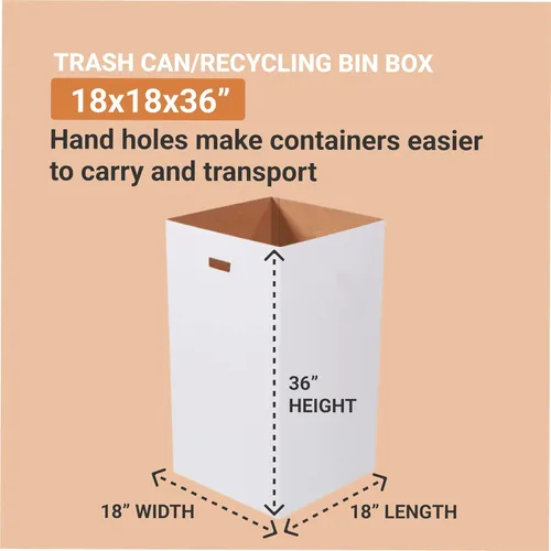 Miniatura 2 de Box USA Paquete de 10 botes de basura de cartón y reciclaje de 50 galones de 18 pulgadas de largo x 18 pulgadas de ancho x 36 pulgadas de alto