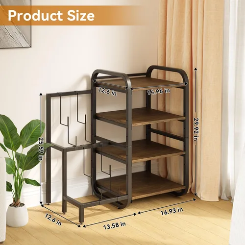 Miniatura 2 de Soporte para tocadiscos, mesa de almacenamiento de discos de vinilo de 4 niveles, soporte ajustable para tocadiscos, estante de vinilo con capacidad