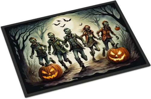 Miniatura 55 de Caroline's Treasures DAC2223MAT - Felpudo espeluznante de Halloween con gato negro de 18 x 27 pulgadas, tapete para puerta delantera