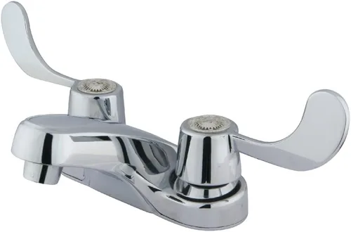 Grifo de baño central de 4 pulgadas de montaje en cubierta de 3 agujeros de doble manija Cromo pulido