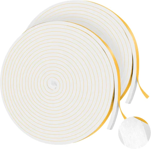 Cintas de Espuma de 66 Pies Autoadhesivas, Tiras Selladoras de Espuma de 1/2 Pulgada x 1/8 Pulgada x 33.1 Pies Cada Rollo, Burletes de Alta Blanco