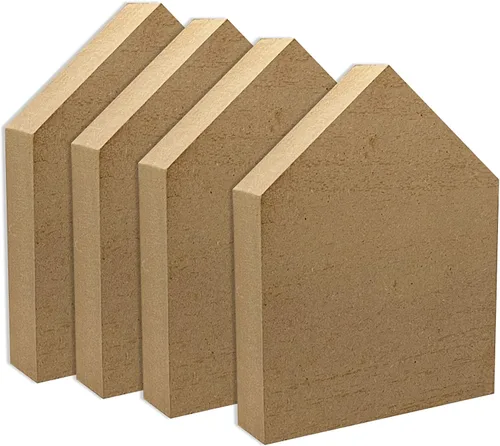 Miniatura 5 de Bloques en forma de casa de madera sin terminar de 6 pulgadas, 4 piezas para manualidades, casa de madera en blanco, letrero conmemorativo
