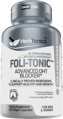Vitaminas para el crecimiento del cabello para mujeres y hombres | Bloqueador DHT con palma enana americana y 10000 mcg de biotina, suplemento para