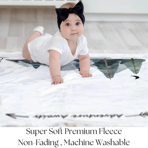 Miniatura 6 de Manta Milestone para bebé niño – Manta mensual de bebé, seguimiento del crecimiento para recién nacido, decoración de guardería de bosque, tema