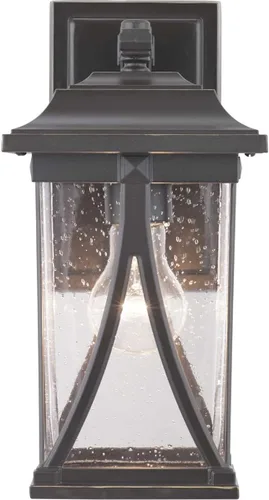 Miniatura 6 de Progress Lighting Abbott Collection - Farol de pared pequeño de cristal transparente con semilla para exteriores, 1 luz, bronce antiguo