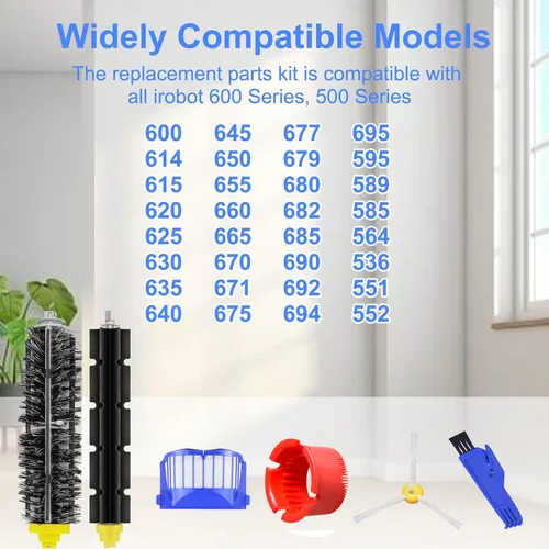 Miniatura 2 de Para Roomba 600 Series piezas de repuesto 32 piezas, kit combinado con cepillo lateral y filtros, cepillo para alfombras de pelo de mascotas, suelos