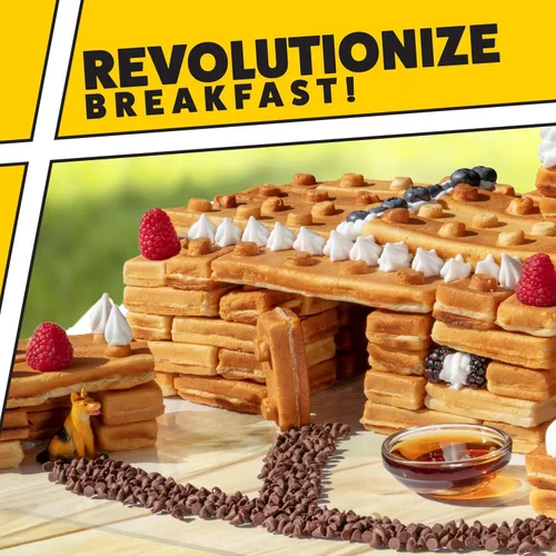 Miniatura 5 de Gofrera eléctrica para bloques de construcción: cocina gofres festivos divertidos y panqueques, haz casas y autos de hombre de jengibre con gofres