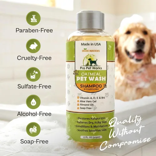 Miniatura 3 de Champú y acondicionador de avena para perros 17oz [EE.UU.] 5 en 1 a base de plantas orgánico libre de sulfatos libre de jabón sin lágrimas