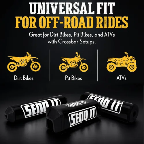 Miniatura 4 de SEND IT Almohadilla de manillar con DONUTS GRATIS Handlebar para bicicleta de cross ATV Crossbar (Negro, Pit Bike)