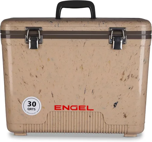 Engel UC30 30qt a prueba de fugas, hermético, enfriador de caja de secado y caja de almuerzo rígida Camuflaje de pastizales