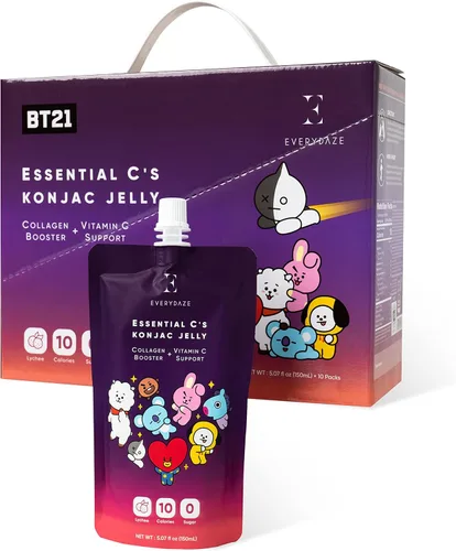 Miniatura 7 de EVERYDAZE BT21 Essential C’s Gelatina de Konjac Pera Coreana Péptidos de Colágeno Vegano y Vitamina C Sin Gluten, Sin Azúcar, Bajas