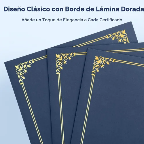 Miniatura 2 de SUNEE Titulares de certificados (azul marino, 50 paquetes), cubre diploma, borde de lámina dorada, para certificados de tamaño carta de 8.5 x 11