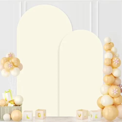 Miniatura 7 de MODFUNS Cubierta de Arco de Boda de 6 pies Beige de Spandex Cubiertas de Arco Chiara Cubierta de Telón de Fondo de Arco para Cubiertas de Arco Telón