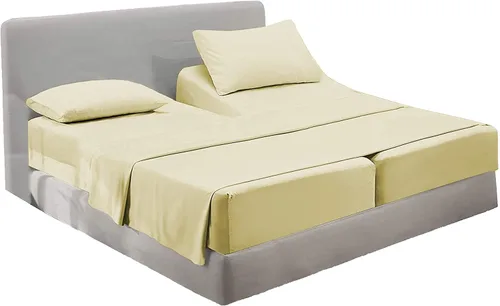 Miniatura 24 de PURE ECO Juego de sábanas de algodón natural, 5 piezas, tamaño King dividido, color beige, calidad suave, bolsillo profundo de 16 pulgadas, juego