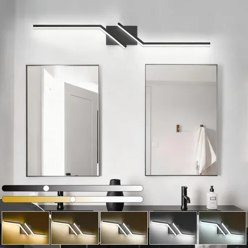 Miniatura 49 de Luz de tocador de baño negra de 32 pulgadas, LED moderna, 3CCT, regulable, 24 W, luminarias de baño sobre espejo 3000 K/4500 K/6000 K, 3
