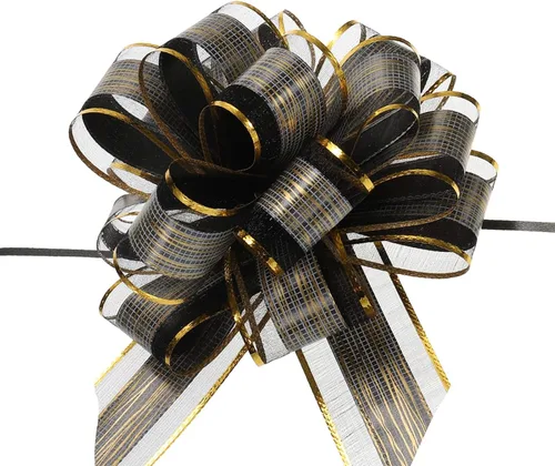 MECCANIXITY 20 lazos grandes de organza de 7 pulgadas para envolver regalos, cintas de organza color negro para cestas de boda, regalos de fiesta de