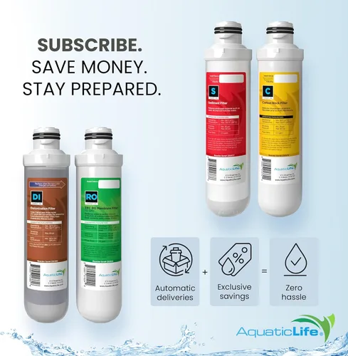 Miniatura 6 de Aquatic Life Paquete de cartuchos de repuesto de filtro de agua de ósmosis inversa Twist-In para acuario, incluye membrana de 75 GPD, sedimentos