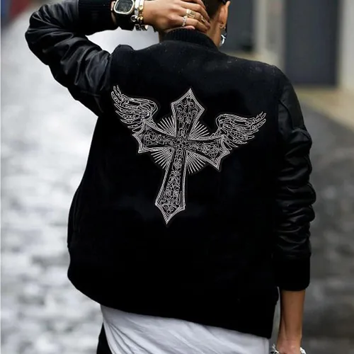 Miniatura 6 de Cruz bordada con alas de ángel parche chaqueta chaleco traje motocicleta bordado coser en parche para planchar