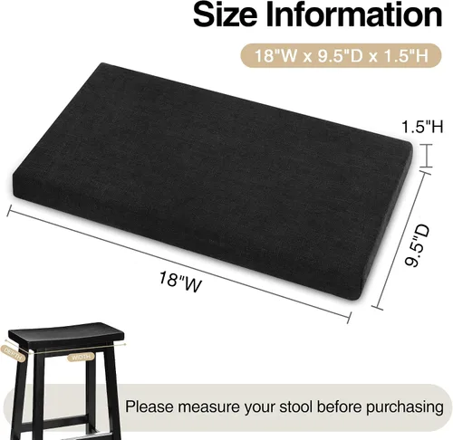 Miniatura 3 de Tromlycs Cojín rectangular para taburete de bar, funda de cojín rectangular con lazos para correa, 18 x 9.5 pulgadas, 1 unidad, color negro