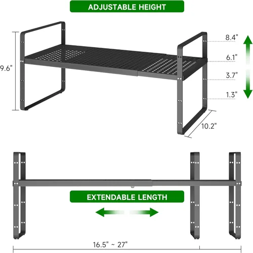 Miniatura 2 de Estante organizador de gabinete de cocina expandible, estante de metal resistente para especias apilable, estante de almacenamiento para gabinete