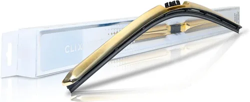Clix Wipers - Limpiaparabrisas de repuesto de 24 pulgadas para automóvil, cromado dorado (paquete de 1) limpiaparabrisas universal con clip y marco
