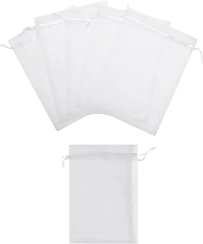Miniatura 11 de 50 bolsas de organza de 6 x 9 pulgadas, bolsa de regalo de fiesta de boda con cordón