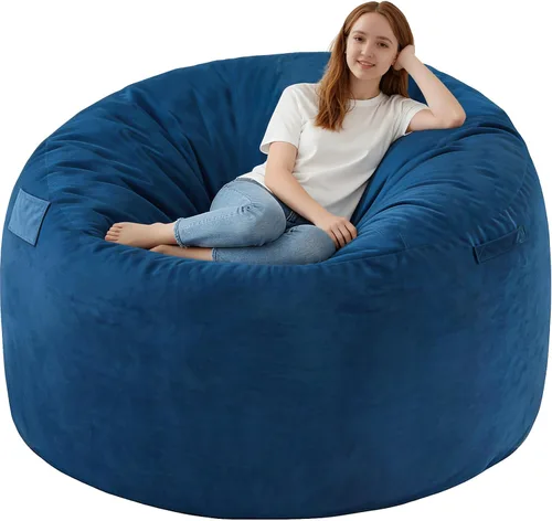 Miniatura 46 de Silla de Puf de 3 Pies, Sillas de Puf Cómodas con Relleno de Espuma Viscoelástica, Sofá de Puf Esponjoso con Funda de Terciopelo Holandés, Sillas