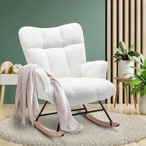Miniatura 13 de Mecedora de peluche para bebé, tapizado para bebé, para adultos, para interiores, cómodas sillas de lactancia compactas de sherpa para espacios