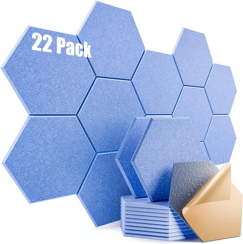 Miniatura 7 de Paquete de 12 paneles acústicos autoadhesivos de 12 x 10 x 0.4 pulgadas, paneles de espuma a prueba de sonido con alta densidad, diseño forrado