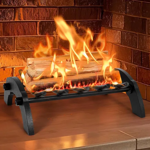 Miniatura 7 de INNO STAGE Rejilla de chimenea de acero redondo sólido de 17 pulgadas, rejillas de leña para leña, rejilla interior de hierro fundido forjado