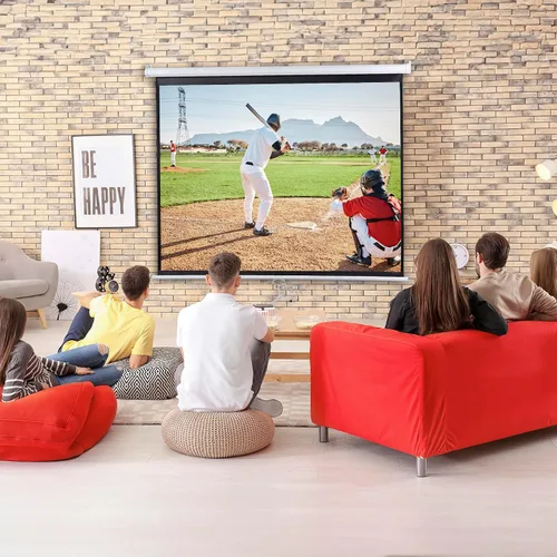 Miniatura 2 de Pantalla de proyector universal, pantalla de proyector manual portátil HD de 72 pulgadas, montaje en pared o techo, pantalla ancha retráctil
